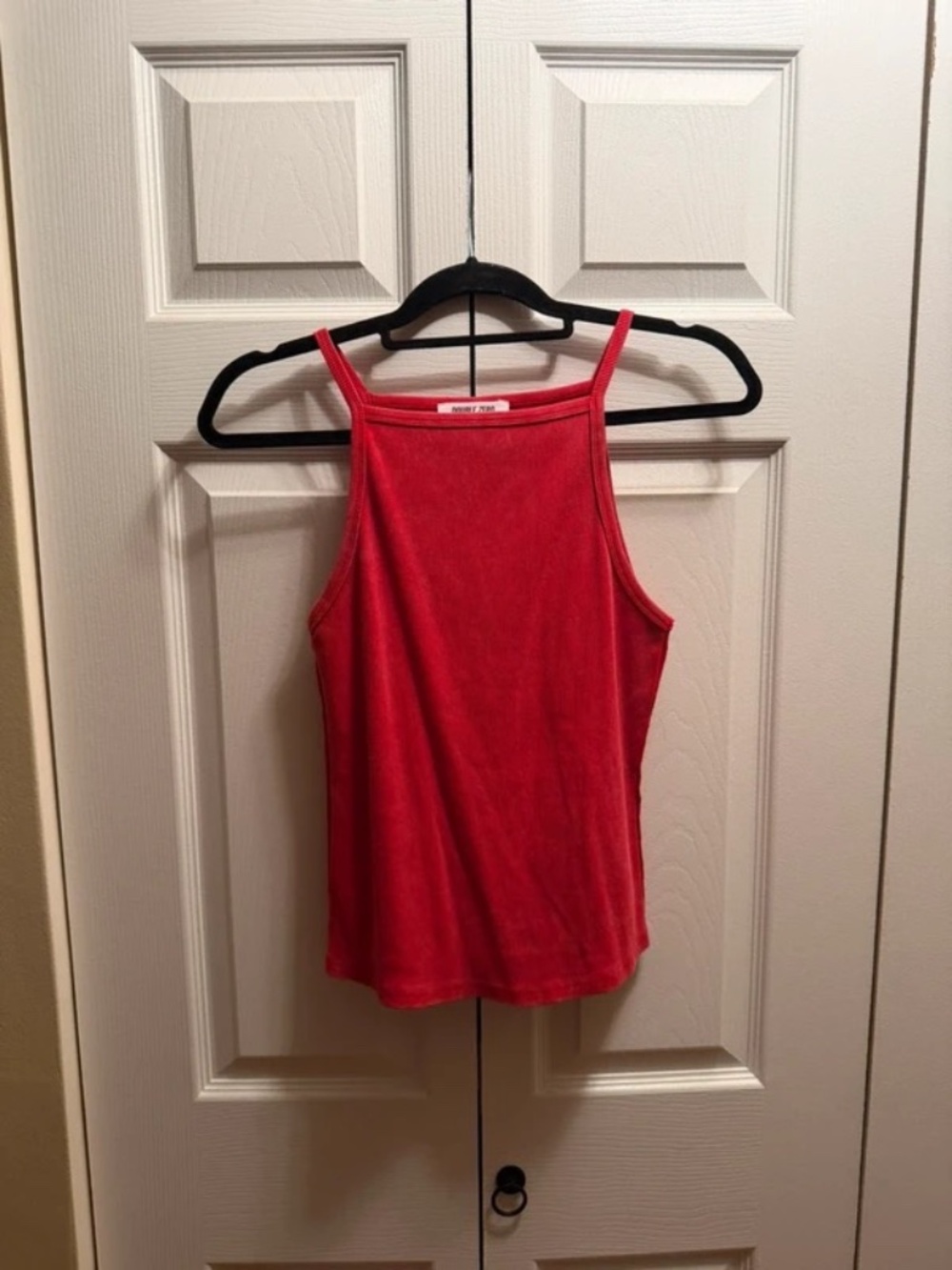 Double Zero Red Ribbed High Neck Tank Top Size M